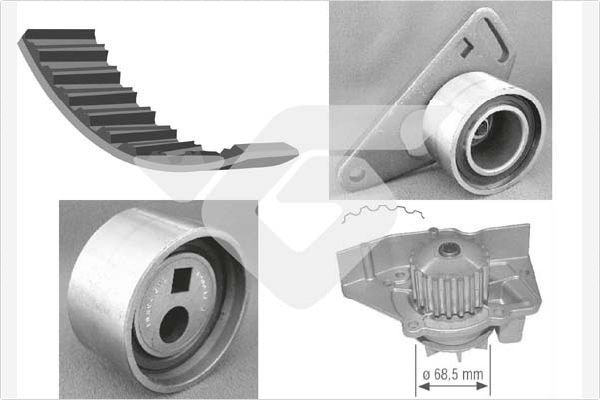 HUTCHINSON Vesipumppu + jakohihnasarja KH 135WP12