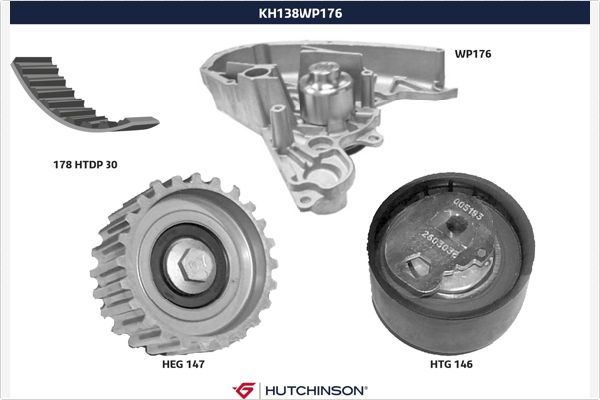 HUTCHINSON Vesipumppu + jakohihnasarja KH 138WP176