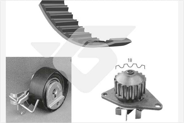 HUTCHINSON Vesipumppu + jakohihnasarja KH 161WP48