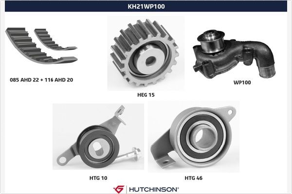 HUTCHINSON Vesipumppu + jakohihnasarja KH 21WP100