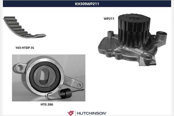 HUTCHINSON Vesipumppu + jakohihnasarja KH 309WP211