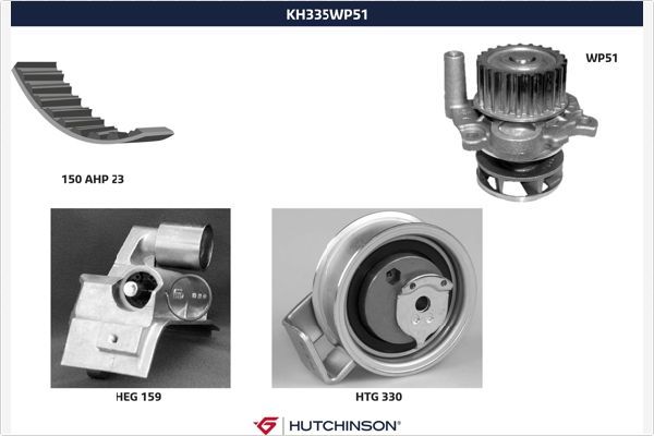 HUTCHINSON Vesipumppu + jakohihnasarja KH 335WP51