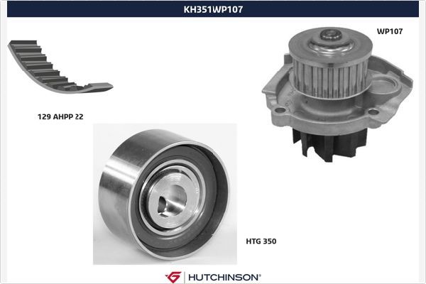 HUTCHINSON Vesipumppu + jakohihnasarja KH 351WP107