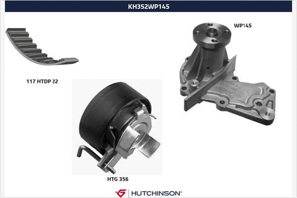 HUTCHINSON Vesipumppu + jakohihnasarja KH 352WP145