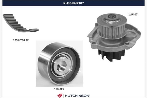 HUTCHINSON Vesipumppu + jakohihnasarja KH 354WP107