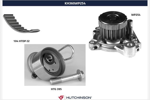 HUTCHINSON Vesipumppu + jakohihnasarja KH 360WP254