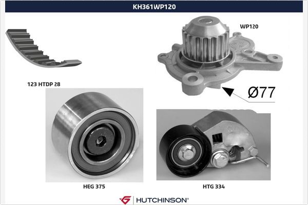 HUTCHINSON Vesipumppu + jakohihnasarja KH 361WP120