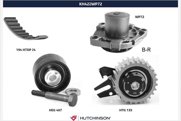 HUTCHINSON Vesipumppu + jakohihnasarja KH 422WP72