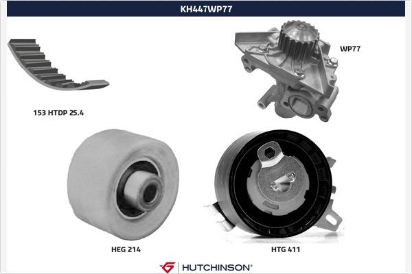 HUTCHINSON Vesipumppu + jakohihnasarja KH 447WP77