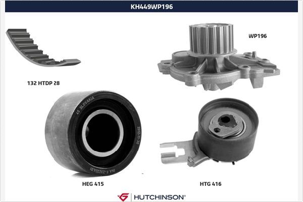 HUTCHINSON Vesipumppu + jakohihnasarja KH 449WP196