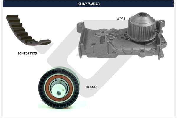 HUTCHINSON Vesipumppu + jakohihnasarja KH 477WP43