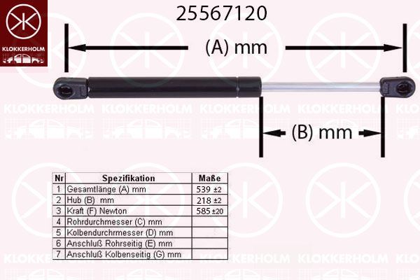 KLOKKERHOLM Kaasujousi, tavaratila 25567120