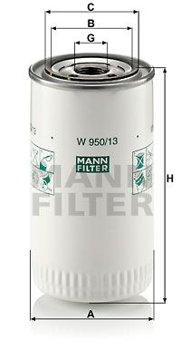MANN-FILTER Hydrauliikkasuodatin, automaattivaihteisto W 950/13