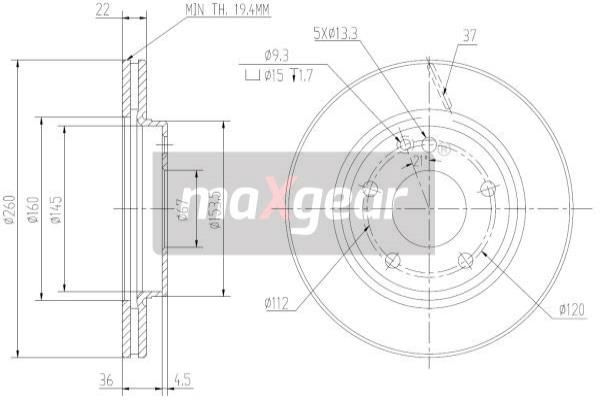 MAXGEAR Jarrulevy 19-0802MAX