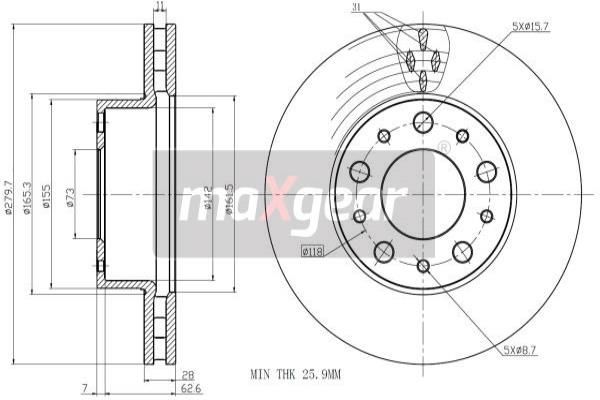 MAXGEAR Jarrulevy 19-1334