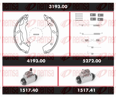 REMSA Jarrukenkäsarja, rumpujarru 3193.00