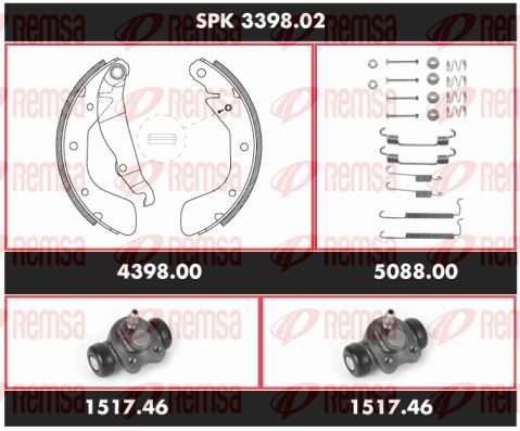 REMSA Jarrukenkäsarja, rumpujarru SPK 3398.02
