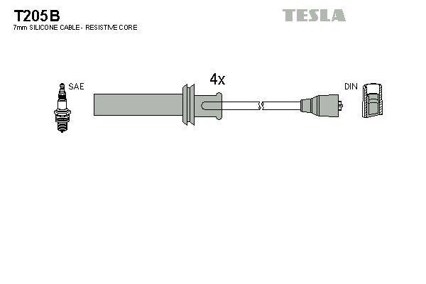 TESLA Sytytysjohtosarja T205B