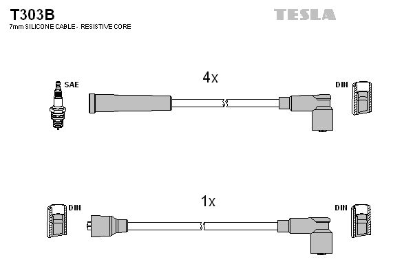 TESLA Sytytysjohtosarja T303B