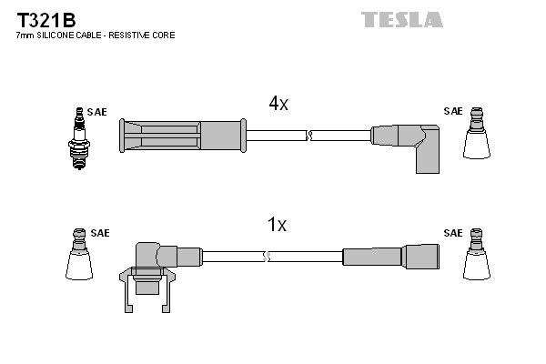 TESLA Sytytysjohtosarja T321B