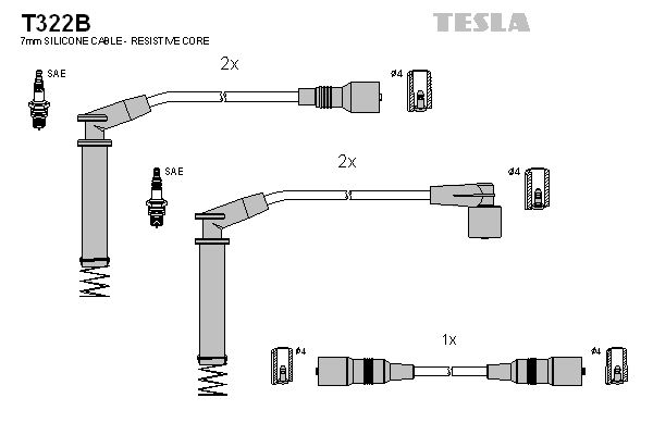 TESLA Sytytysjohtosarja T322B