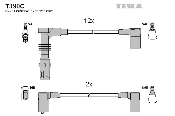 TESLA Sytytysjohtosarja T390C