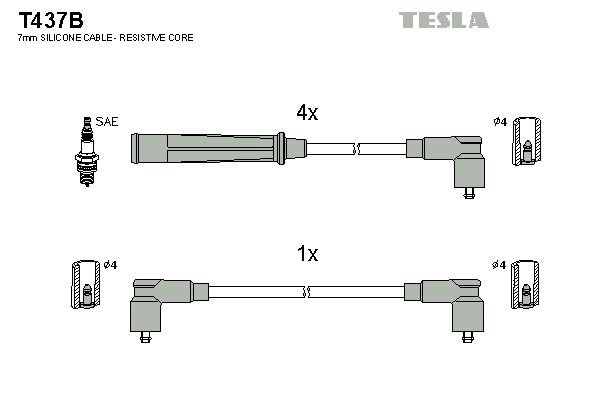 TESLA Sytytysjohtosarja T437B