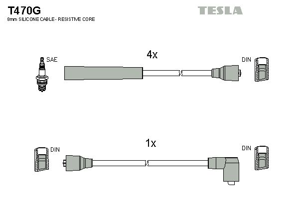 TESLA Sytytysjohtosarja T470G