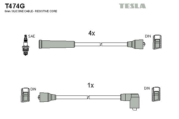 TESLA Sytytysjohtosarja T474G