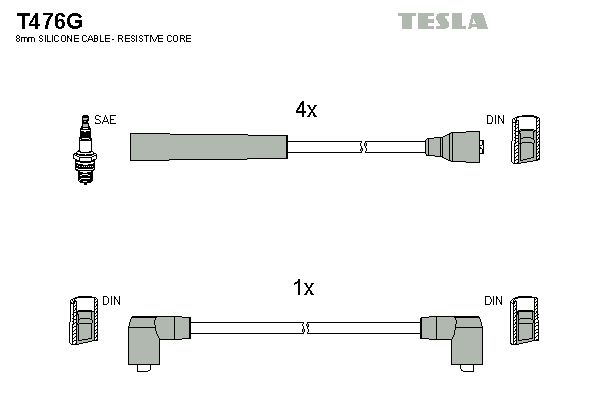 TESLA Sytytysjohtosarja T476G