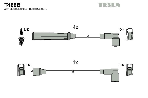 TESLA Sytytysjohtosarja T488B