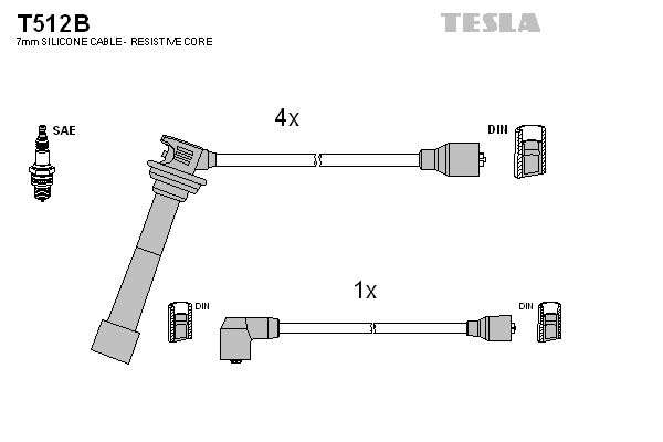 TESLA Sytytysjohtosarja T512B