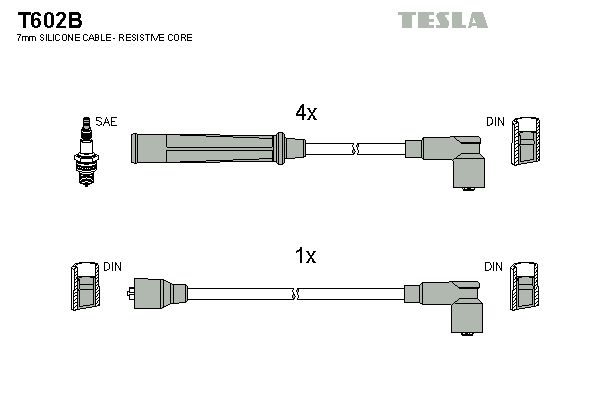 TESLA Sytytysjohtosarja T602B