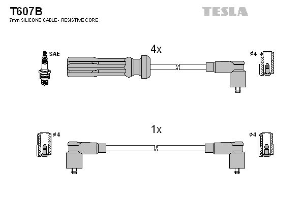 TESLA Sytytysjohtosarja T607B