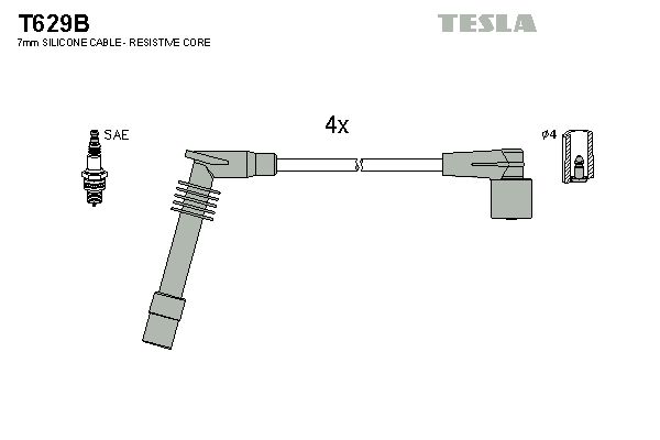 TESLA Sytytysjohtosarja T629B