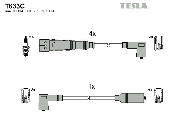 TESLA Sytytysjohtosarja T633C