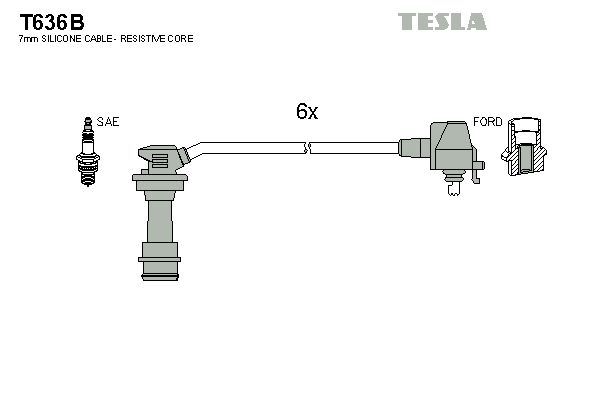 TESLA Sytytysjohtosarja T636B