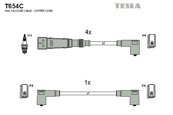 TESLA Sytytysjohtosarja T654C