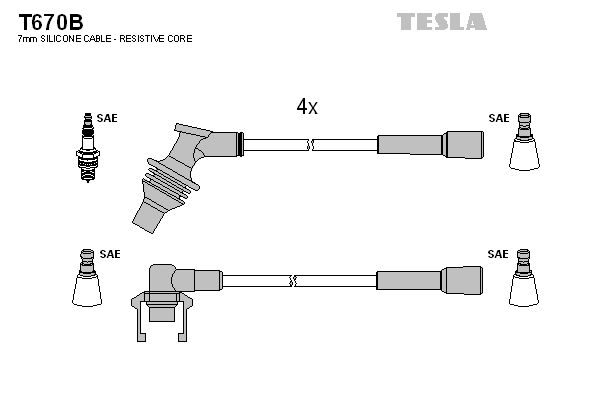 TESLA Sytytysjohtosarja T670B