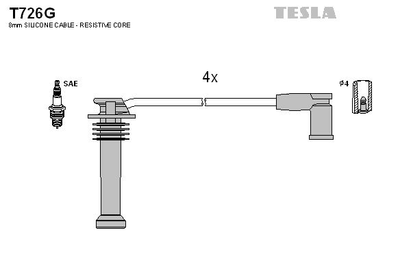 TESLA Sytytysjohtosarja T726G