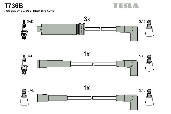 TESLA Sytytysjohtosarja T736B