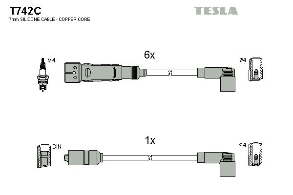 TESLA Sytytysjohtosarja T742C