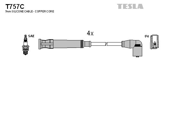 TESLA Sytytysjohtosarja T757C