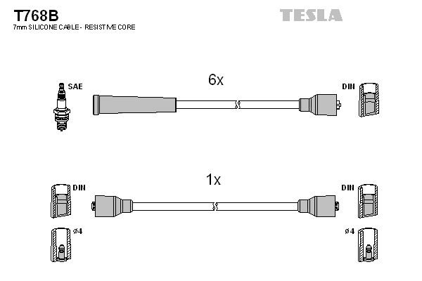 TESLA Sytytysjohtosarja T768B