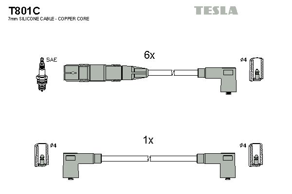 TESLA Sytytysjohtosarja T801C