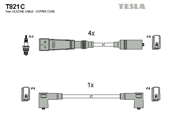 TESLA Sytytysjohtosarja T821C