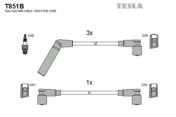 TESLA Sytytysjohtosarja T851B