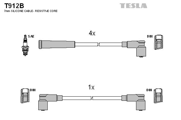 TESLA Sytytysjohtosarja T912B