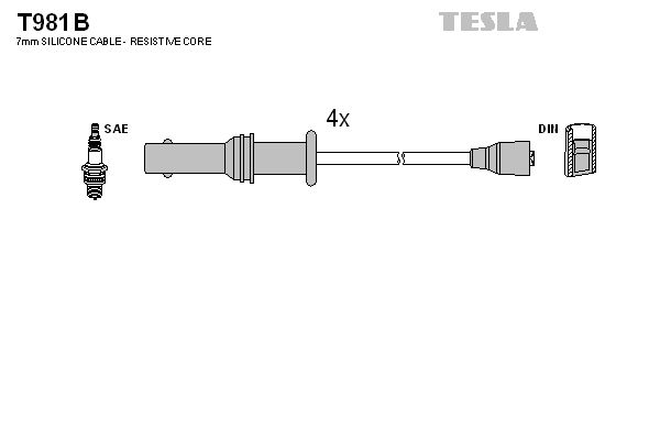 TESLA Sytytysjohtosarja T981B