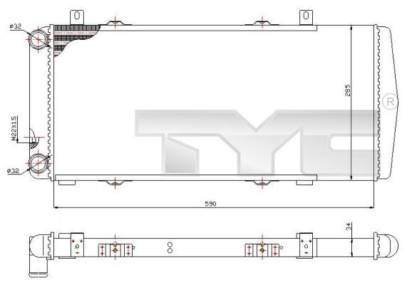 TYC Jäähdytin,moottorin jäähdytys 732-0002